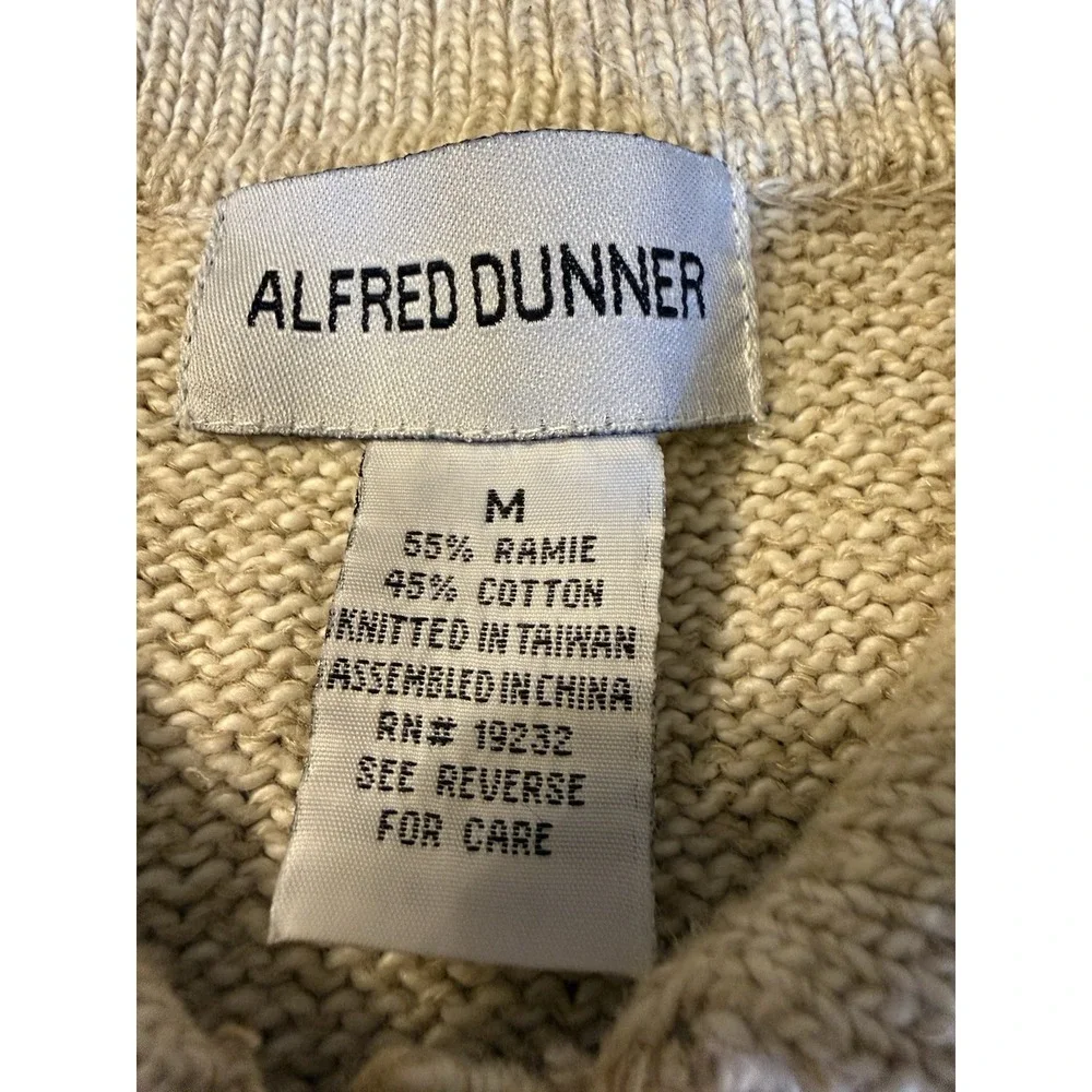 Alfred Dunner Holiday Christmas Cardigan Beige M Embroidered 3D Grandma Cottage